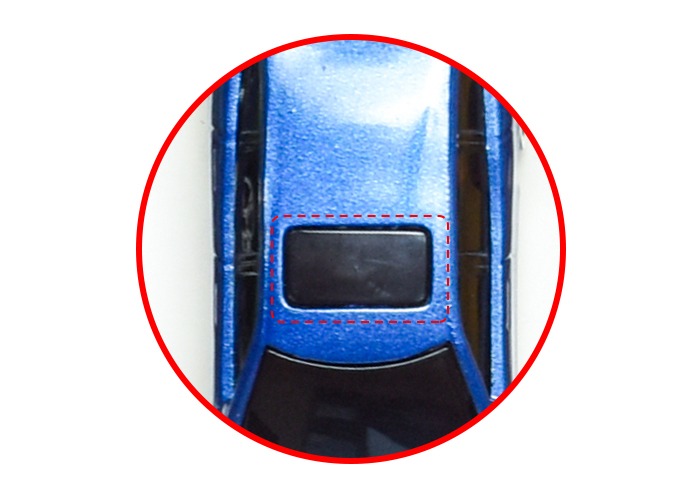 blue car with sunroof marked as red